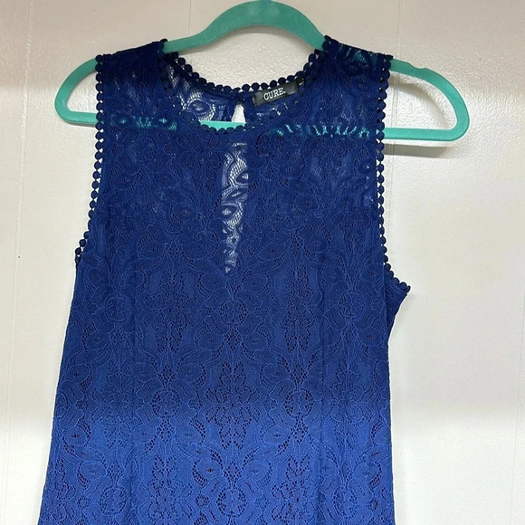 Cure Royal Blue Shift Dress Embellished SzL - Picture 2 of 12